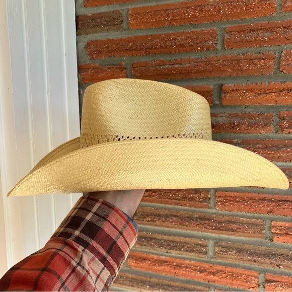 Vintage Stetson Roadrunner Bryantcote Straw Cowboy Hat Size 7 1/8 - Picture 7 of 11